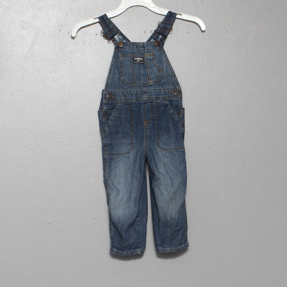 Oshkosh Bgosh soft denim dark wash faded jean overalls